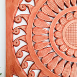 Hand Carved Wooden Wall Art - Large Decorative Mandala Rustic Copper Headboard Sculpture