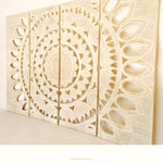 Mandala Headboard Carved Wooden Decorative Panel Art Distressed White Shabby Chic