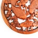 Hand Carved Wooden Wall Art Koi Fishes Decorative Hanging - A perfect Good luck Gift