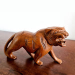 Sculpture d'art décoratif en bois sculpté de lion