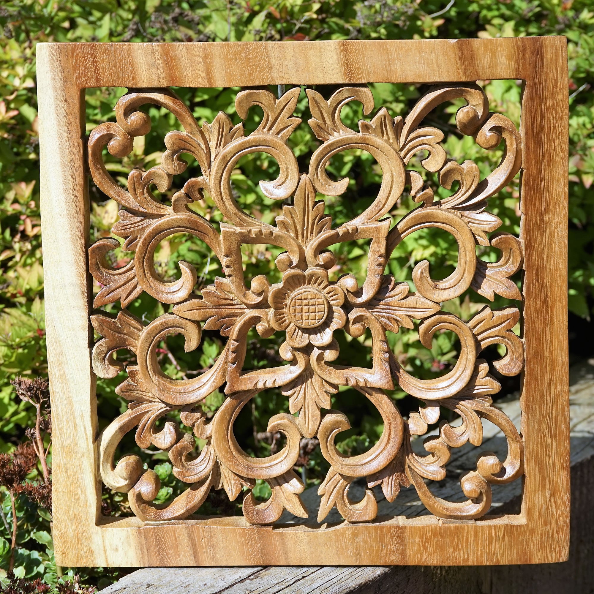 Handmade Carved Wooden Decorative Mandala Wall Art Sculpture Yoga Panel - Easternada