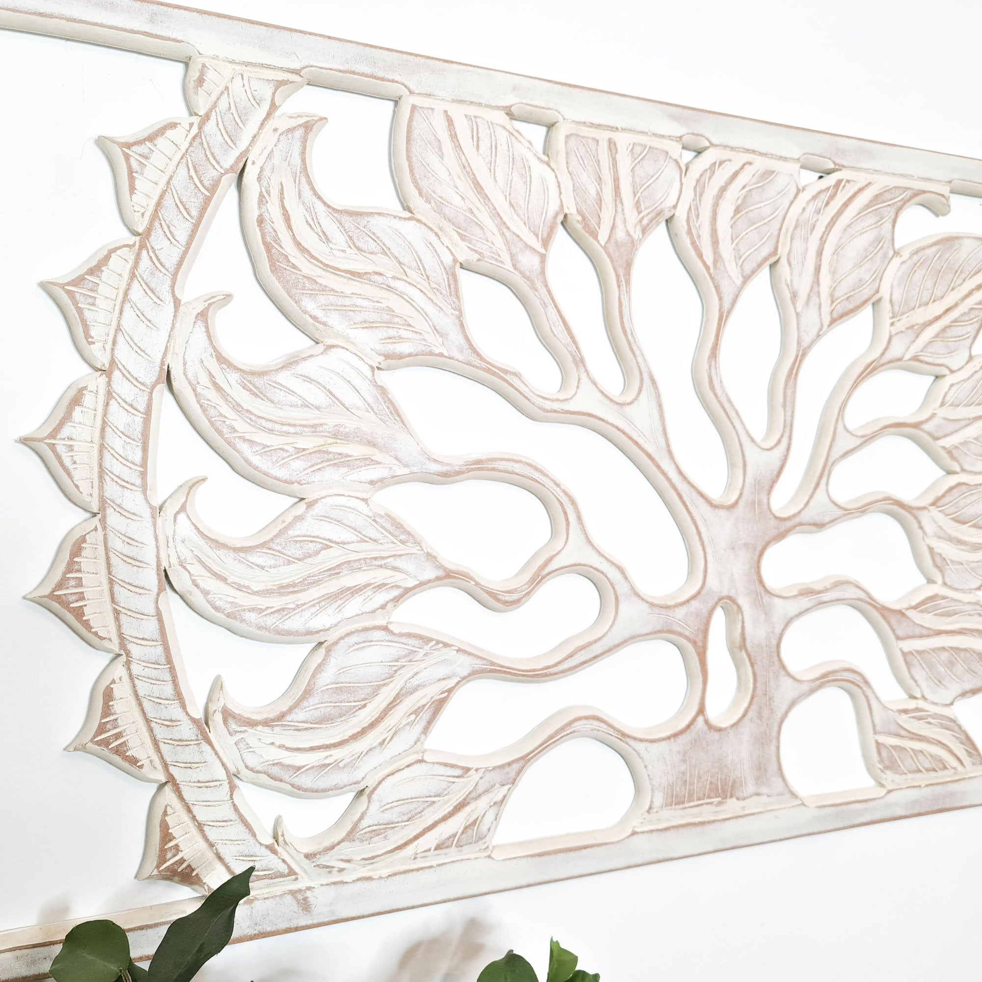 Carved Painted Wooden Wall Art - Headboard Decorative Tree of Destiny