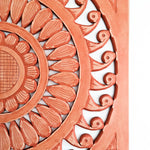 Hand Carved Wooden Wall Art - Large Decorative Mandala Rustic Copper Headboard Sculpture