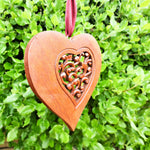 Hand Carved Wood Love Heart Decoration - A Perfect Gift for Him Her Easternada