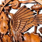 Dancing Crane Bird Carved Wooden Hand Carved Decorative Panel Sculpture Nature - Easternada