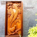 Bird of Paradise Hand Carved Teakwood Decorative Wall Art Sculpture