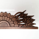 Handmade Carved Wooden Wall Art Rustic Curved Mandala Distressed Antique Brown