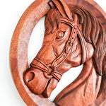 Cadeau de décoration d'équitation d'art mural en bois sculpté à la main