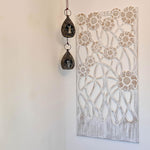 Hand Carved Wooden Wall Art - Large Headboard Decorative Flowers Panel Distressed White Shabby Chic