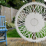 Large Decorative Sunflower Nature Eco Panel Headboard Sculpture 48" inches Round Distressed Shabby Chic White