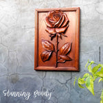 Love Rose Hand Carved Wooden Wall Art Sculpture Decoration Nature Garden - Perfect Valentine Christmas Gift. easternada.com
