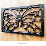 Antique Black Butterfly - Handmade Distressed Carved Wooden Wall Art Deco