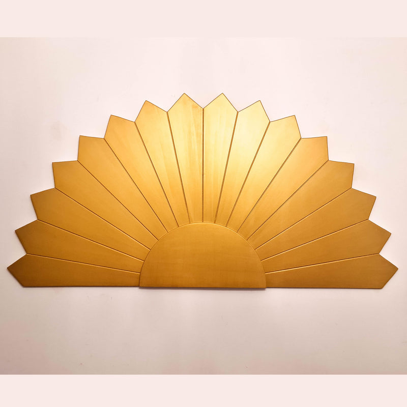 Large Art Deco Gold Panel - Handmade Carved Wooden Wall Art King Queen Headboard