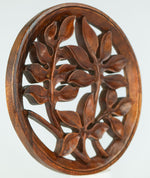 Stem Leaves Carved Wooden Decorative Panel - Easternada