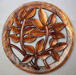 Stem Leaves Carved Wooden Decorative Panel - Easternada
