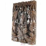 Divine Ganesha Carved Wooden Decorative Panel - Easternada