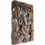Divine Ganesha Carved Wooden Decorative Panel - Easternada