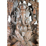 Divine Ganesha Carved Wooden Decorative Hindu God Sculpture Art Panel