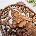 Ganesha  Carved Wooden Decorative Panel Sculpture Art