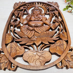Divine Ganesha Hindu Indian God Wood Carved Panel Art Sculpture Peace Yoga Décor