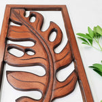 Carved Wooden Decorative Leaves Panel Art Sculpture Walnut Finish