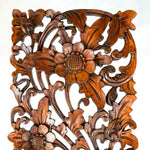 Lotus Wide Rectangular Decorative Panel Handmade Carved Wood