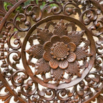 Handmade Carved Wooden Decorative Wall Art Lotus Panel - Easternada