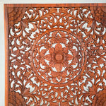 Hand Carved Wooden Decorative Large Headboard Panel MYSTIC LOTUS - Easternada