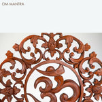 Hand Carved Wooden Decorative Panel OM MANTRA - Easternada