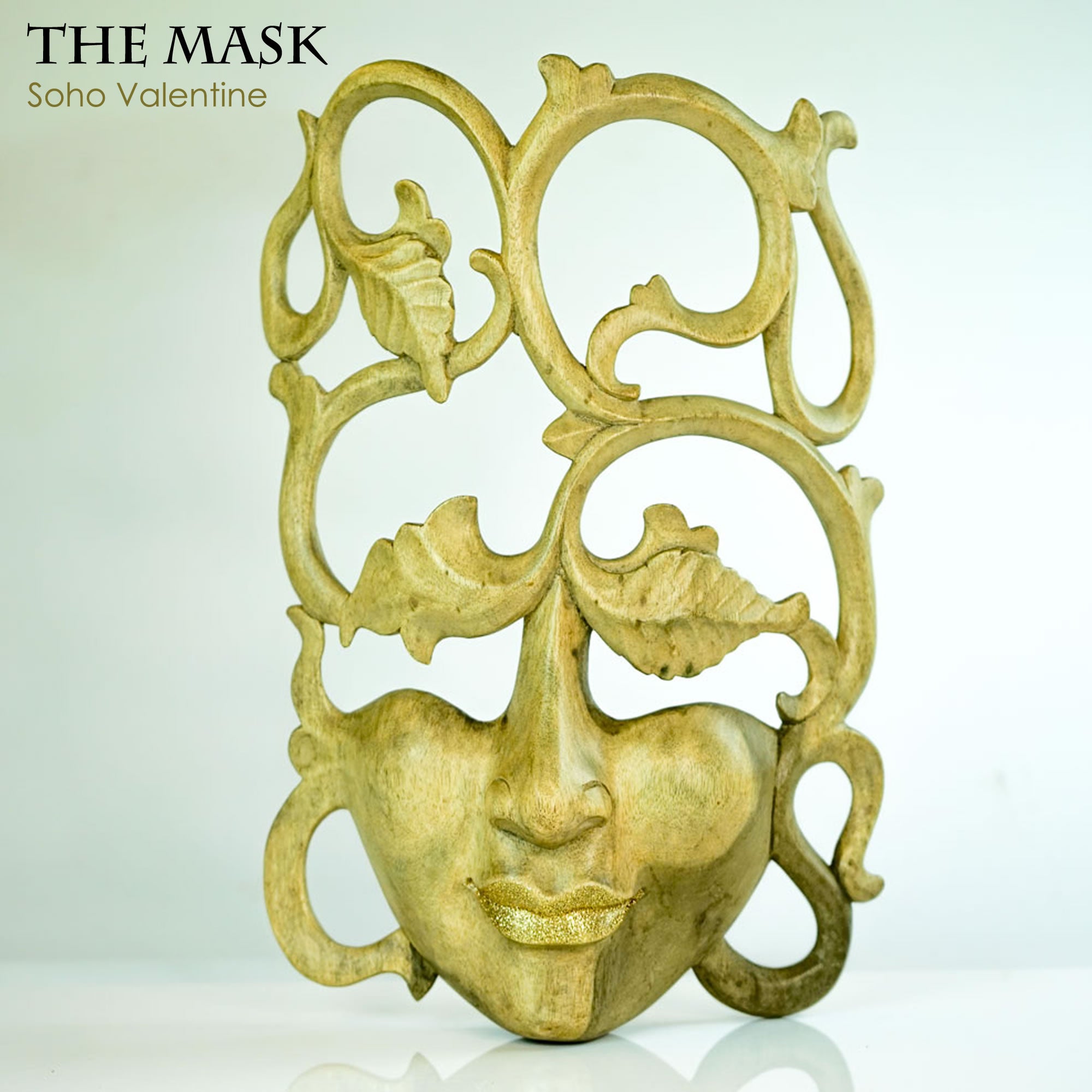 Handmade Carved Wooden Decorative Wall Art Italian Mask Soho Valentine - Easternada