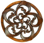Spiral Flower Carved Wooden Decorative Panel - Easternada