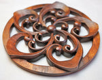 Spiral Flower Carved Wooden Decorative Panel - Easternada