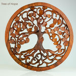 Hand Carved Wooden Decorative Panel Art Tree of Hope