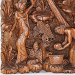 Tribal Village Carved Wooden Decorative Panel - Easternada