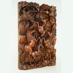 Wild Horses Carved Wooden Decorative Panel - Easternada