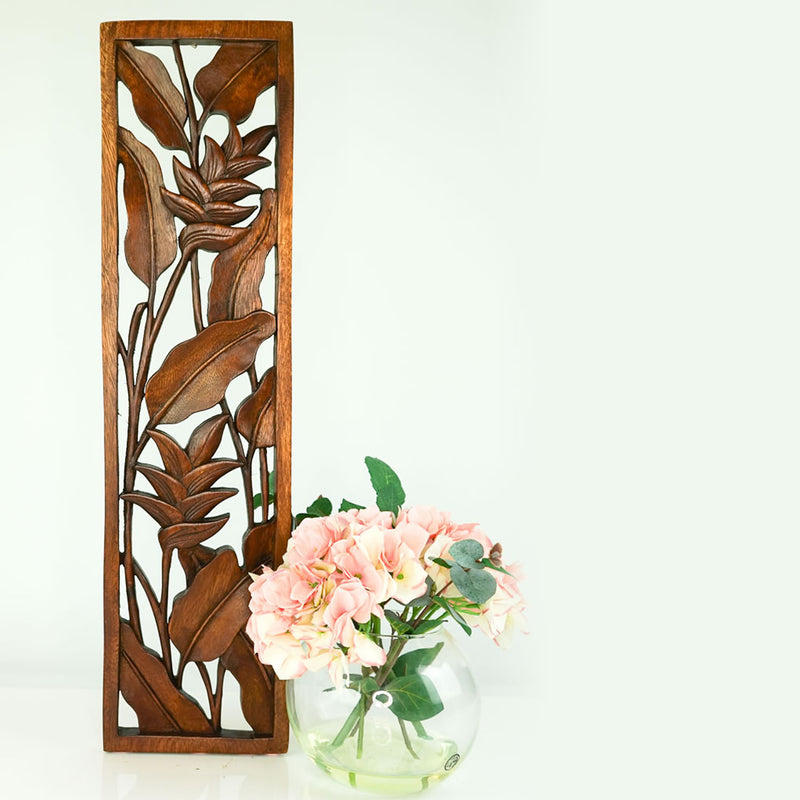 Handmade Carved Wooden Decorative Wall Art Panel - Easternada